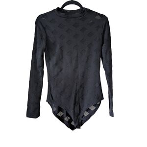 NWT Fashion Nova Black diamond Pattern Bodysuit - L